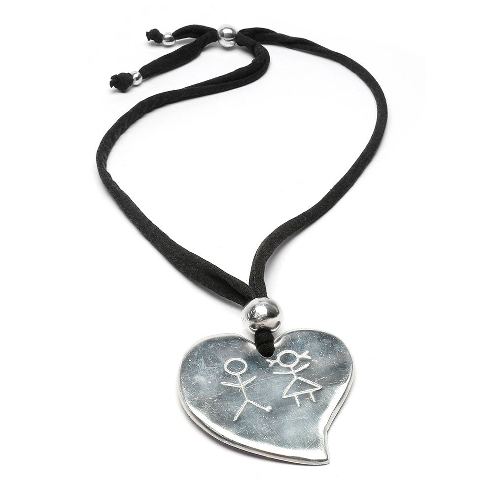Jersey Necklace With Heart Pendant
