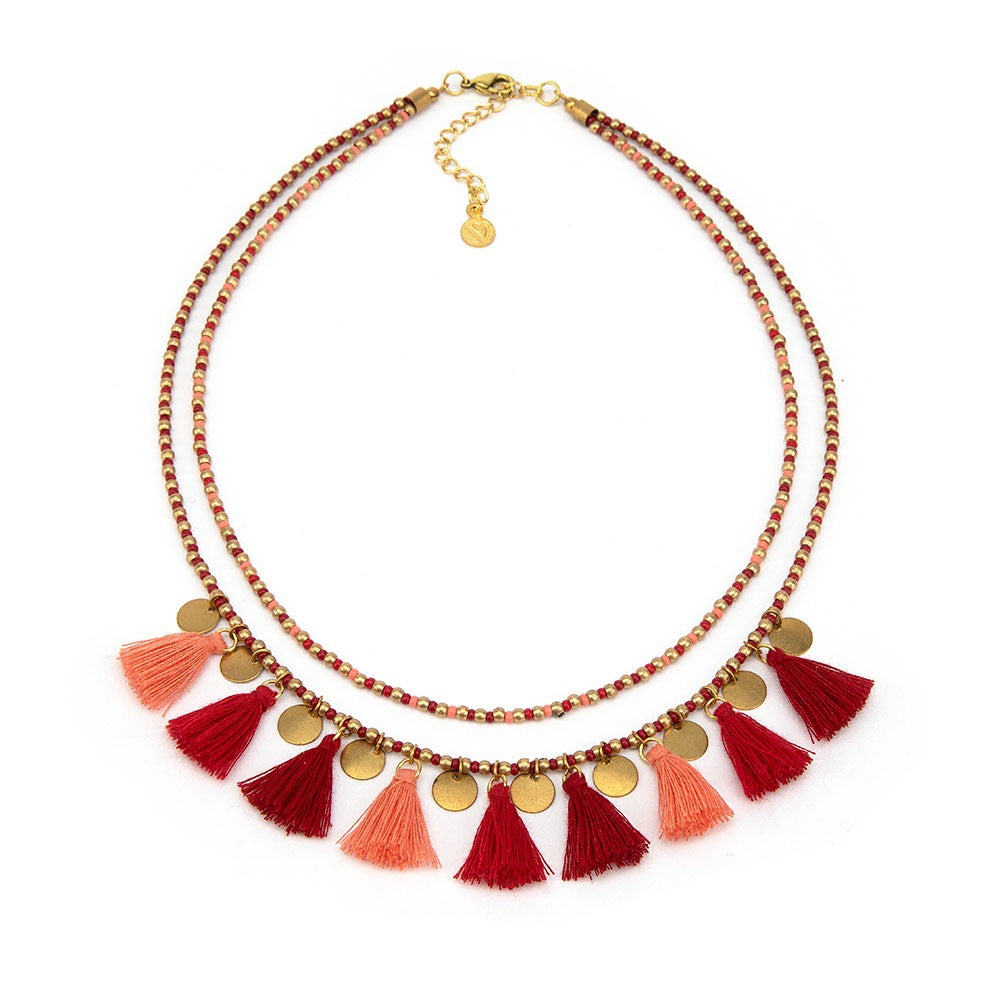 2 Layers Tassels Necklace