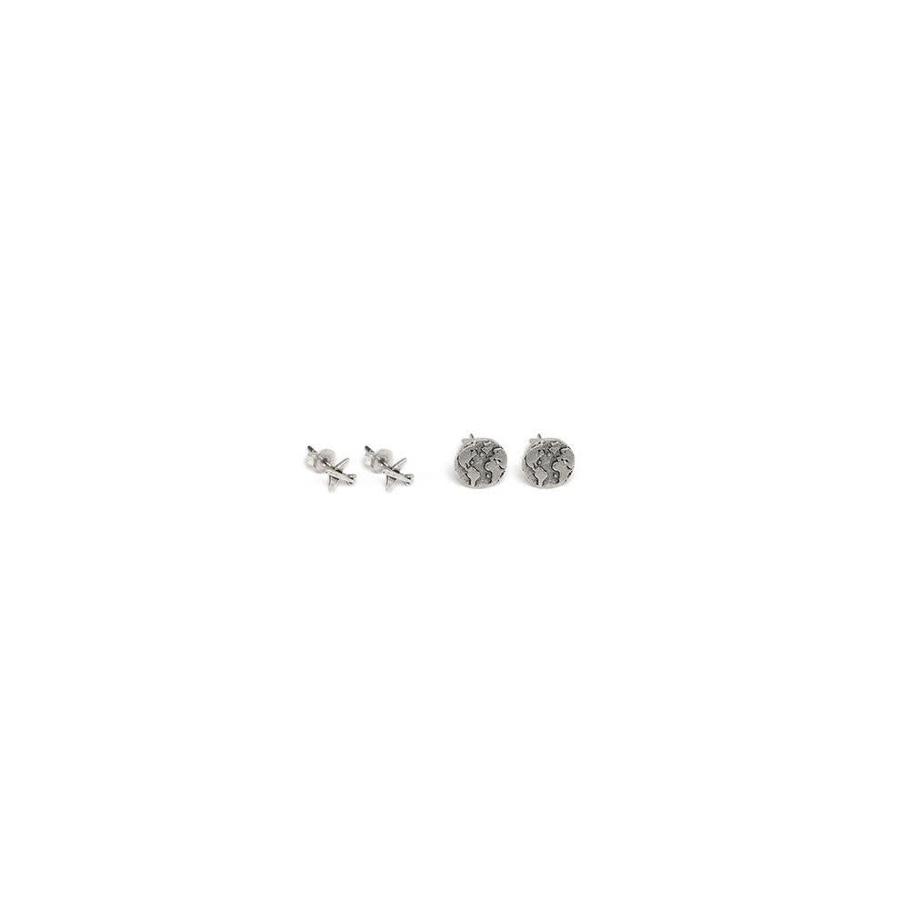 World & Plane Earrings Set