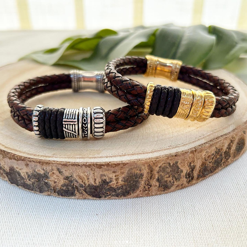 Doble Braided Leather Men's Bracelet