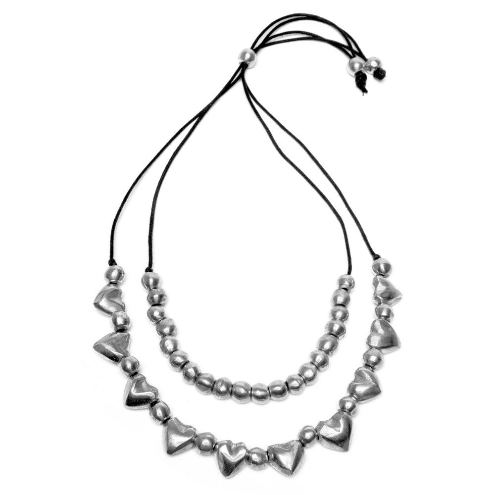 2 Layers Hearts & Spheres Necklace