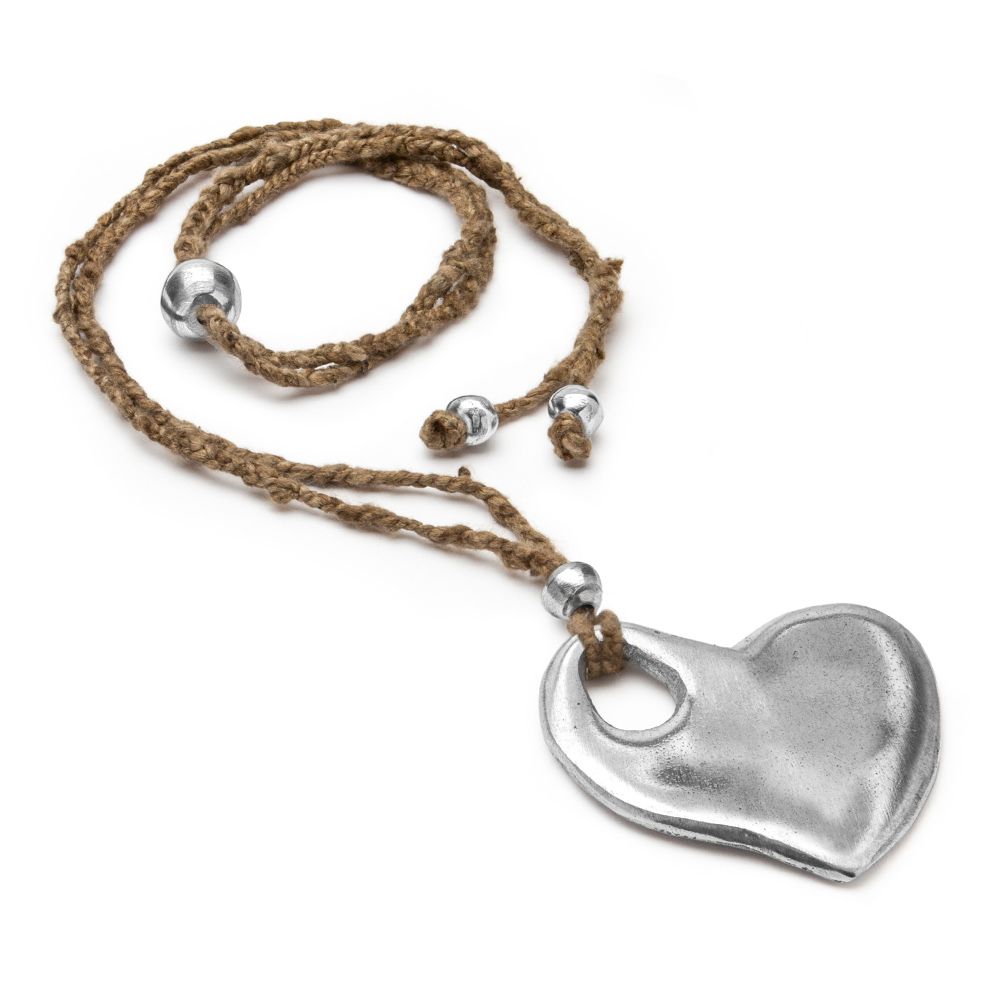 Raw Silk Heart Pendant Necklace