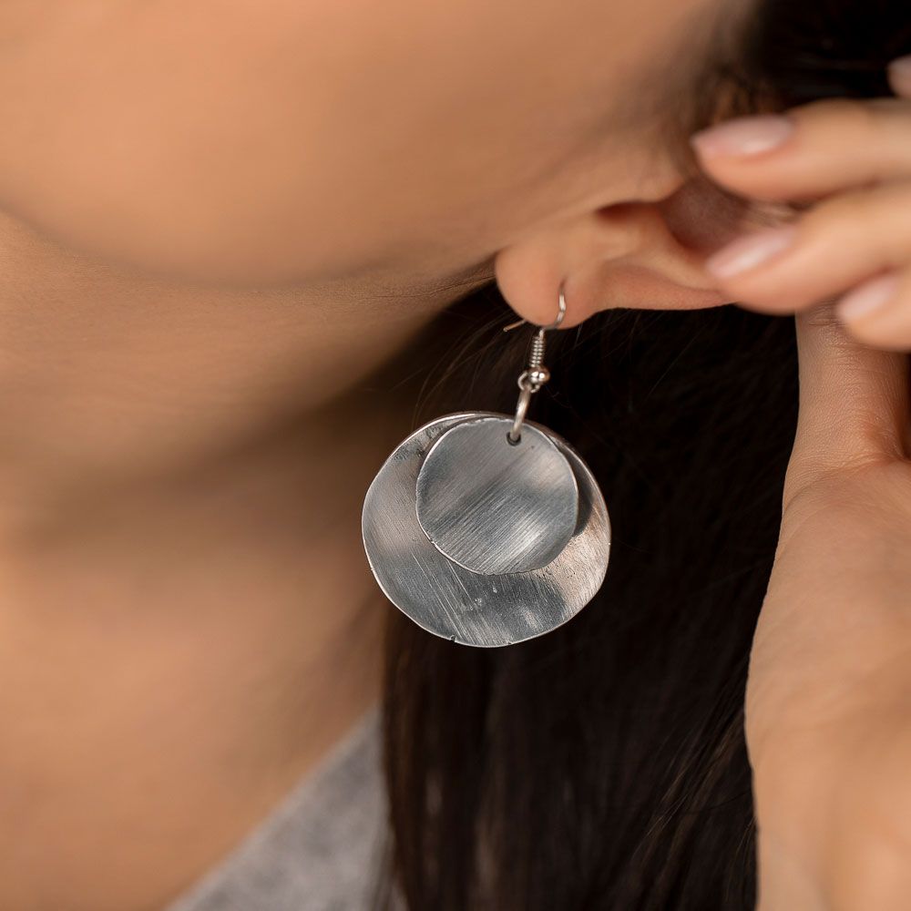 Doble Round Plates Earrings