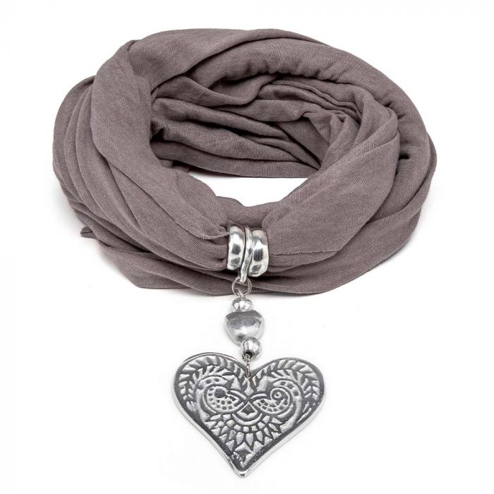 Jewel Scarf Engraved Heart
