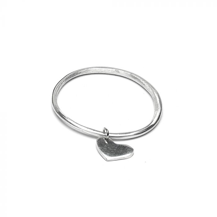 Thin Bangle Heart Charm