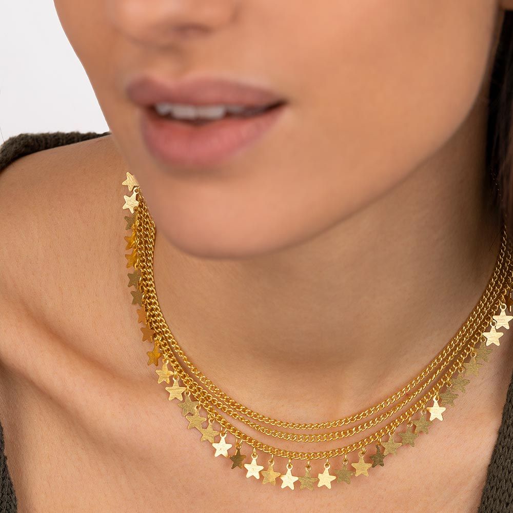 3 Chains Little Stars Necklace