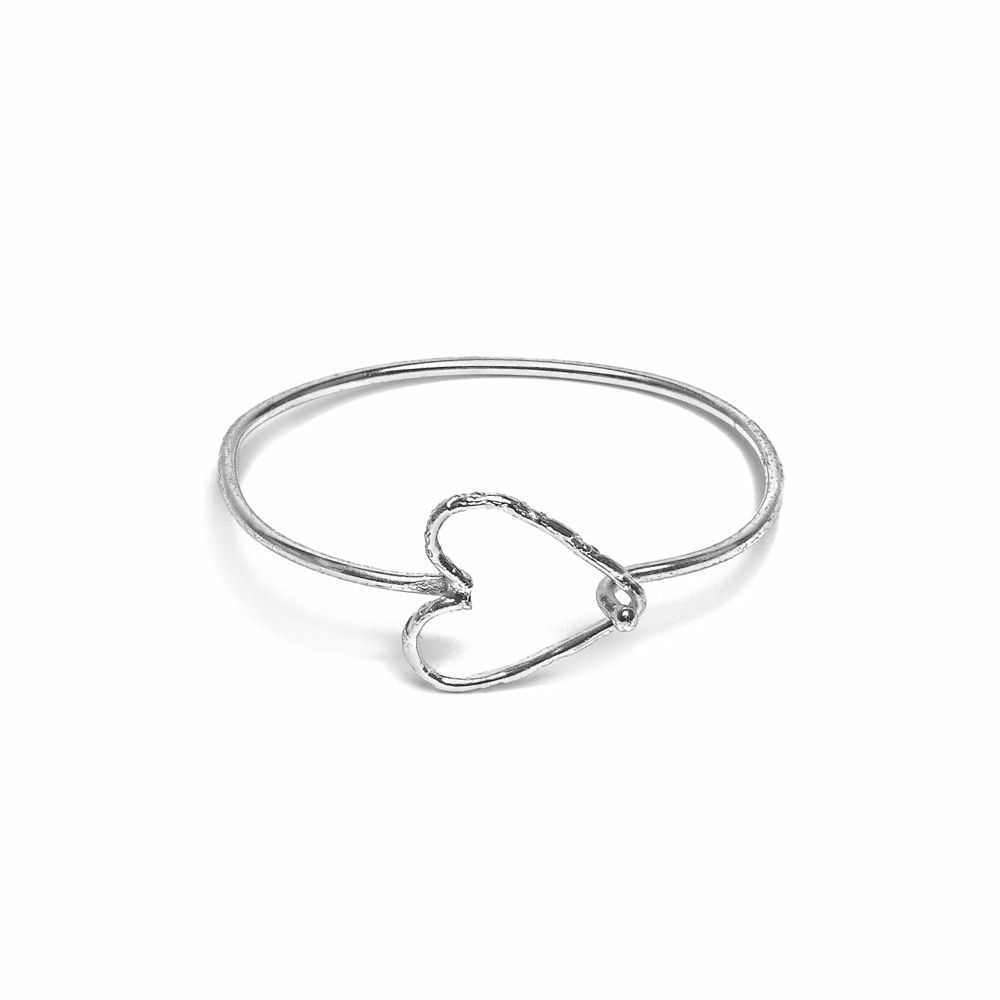 Thin Bangle Bracelet Heart Silhouette