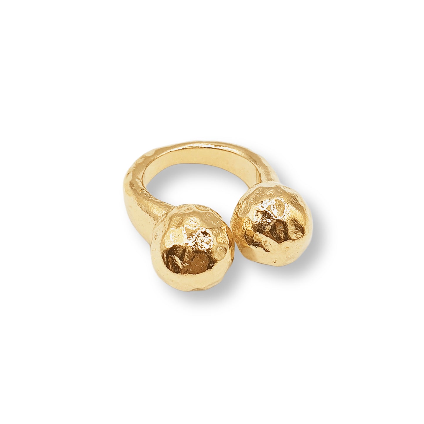 "Two Spheres Hammered" Ring