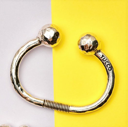 "2 Spheres Hammered" Bangle Bracelet