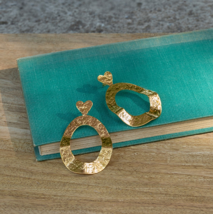 Oval Heart Earrings