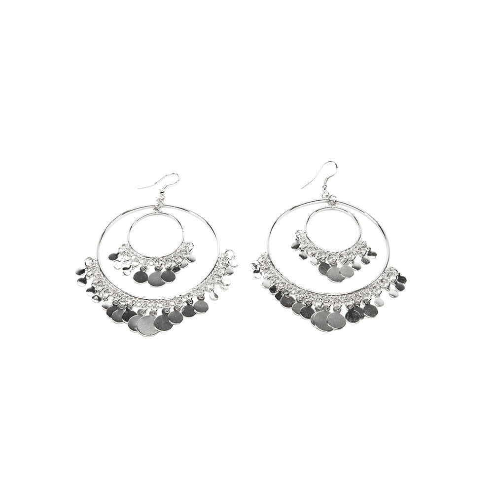2 Hoops Round Plates Earrings