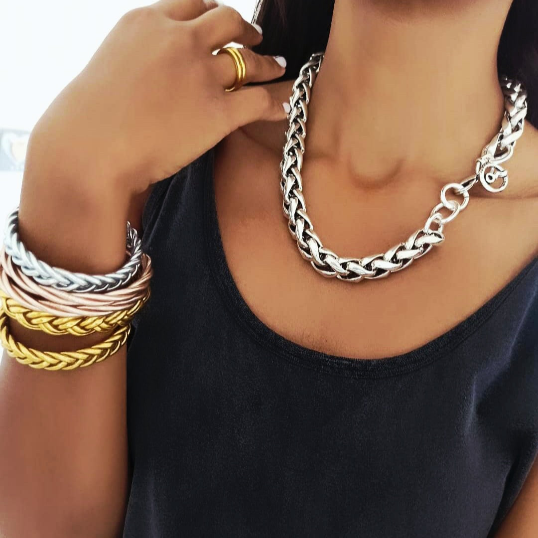 "Bless" Twist Bangle Bracelet
