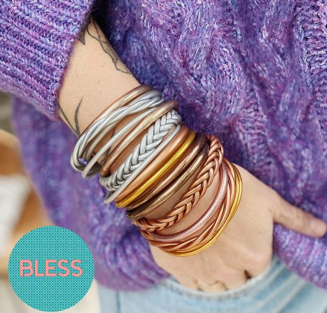 "Bless" Twist Bangle Bracelet