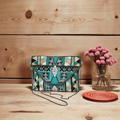 Ibiza Turquoise Bohemian Clutch