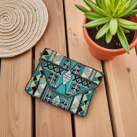 Ibiza Turquoise Bohemian Clutch