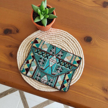 Ibiza Turquoise Bohemian Clutch