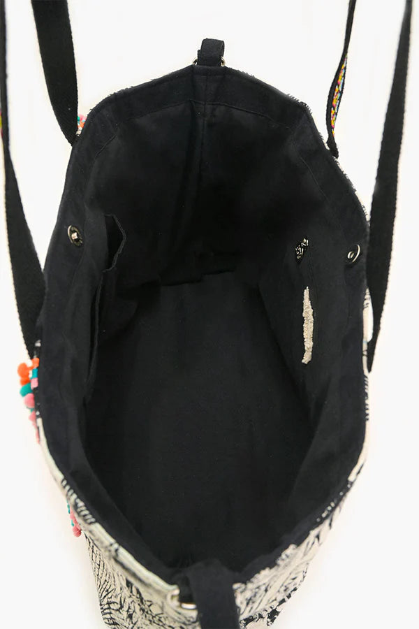 TROPICAL LEOPARD EMBELLISHED TOTE BAG