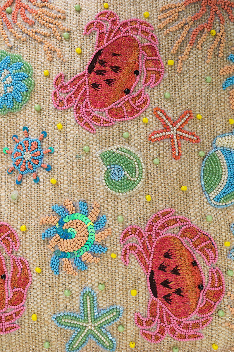 CRAB SHELL EMBELLISHED TOTE