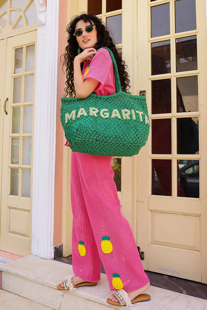 Margarita Beaded Macrame Jute Tote