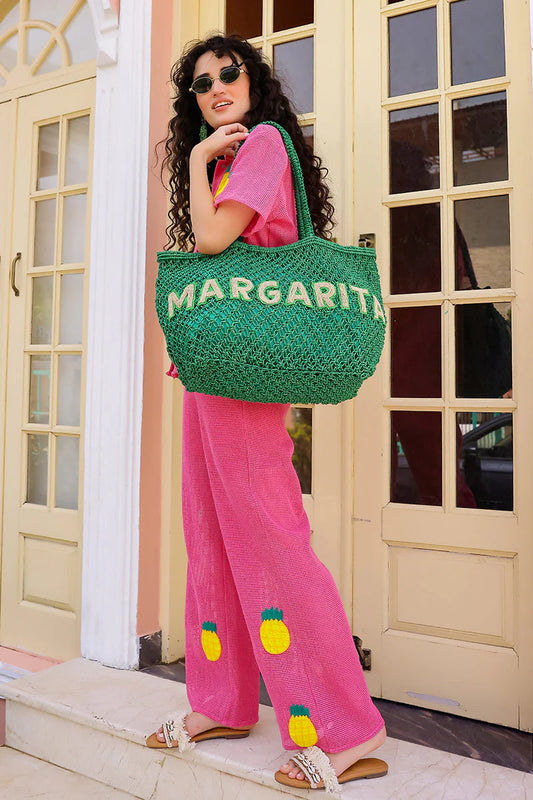 Margarita Beaded Macrame Jute Tote