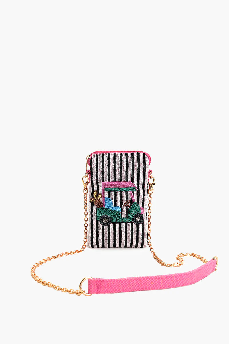 TEE IN STRIPES BEADED MOBILE CROSSBODY