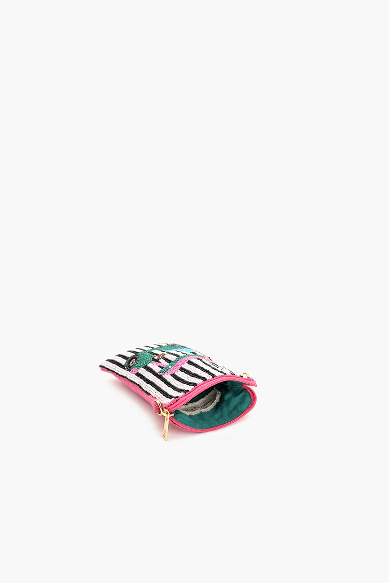TEE IN STRIPES BEADED MOBILE CROSSBODY