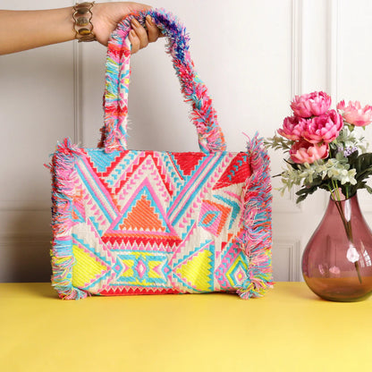 Rumpled Pink Jacquard Tote