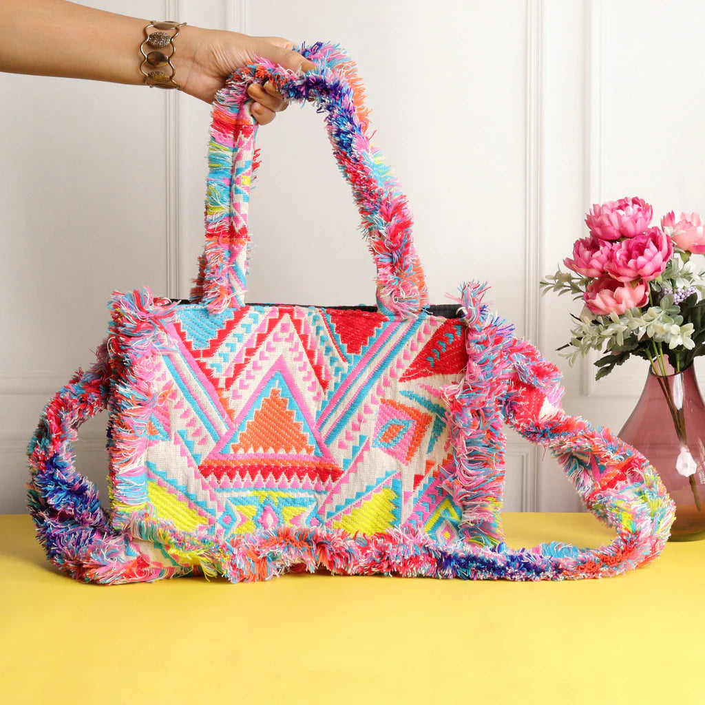 Rumpled Pink Jacquard Tote