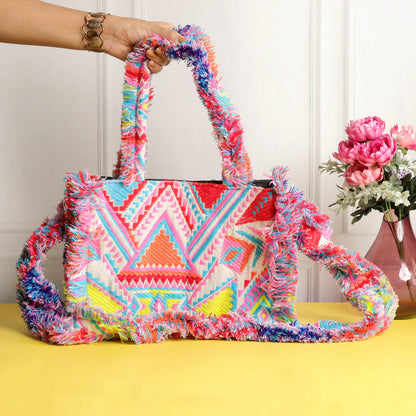 Rumpled Pink Jacquard Tote
