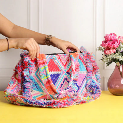 Rumpled Pink Jacquard Tote