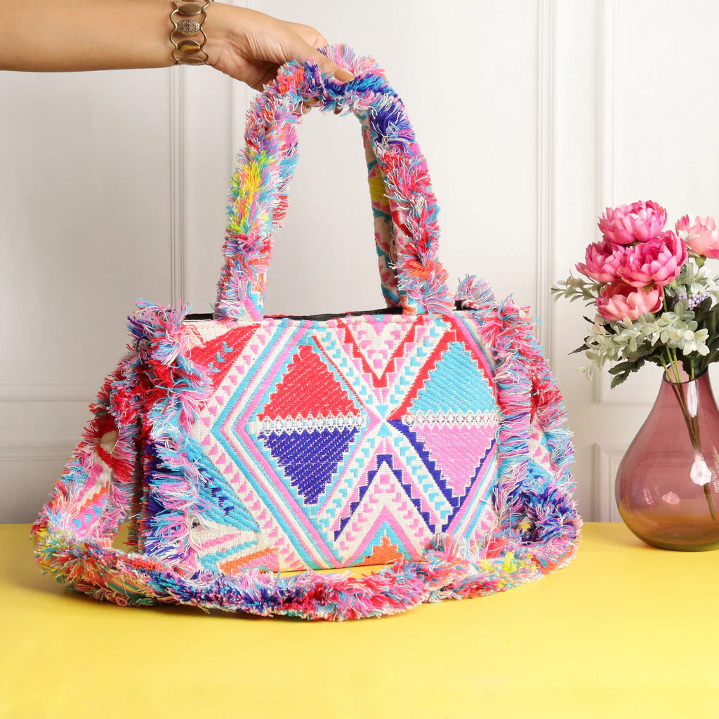 Rumpled Pink Jacquard Tote