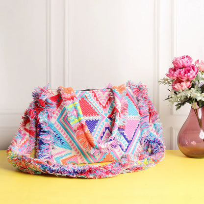 Rumpled Pink Jacquard Tote