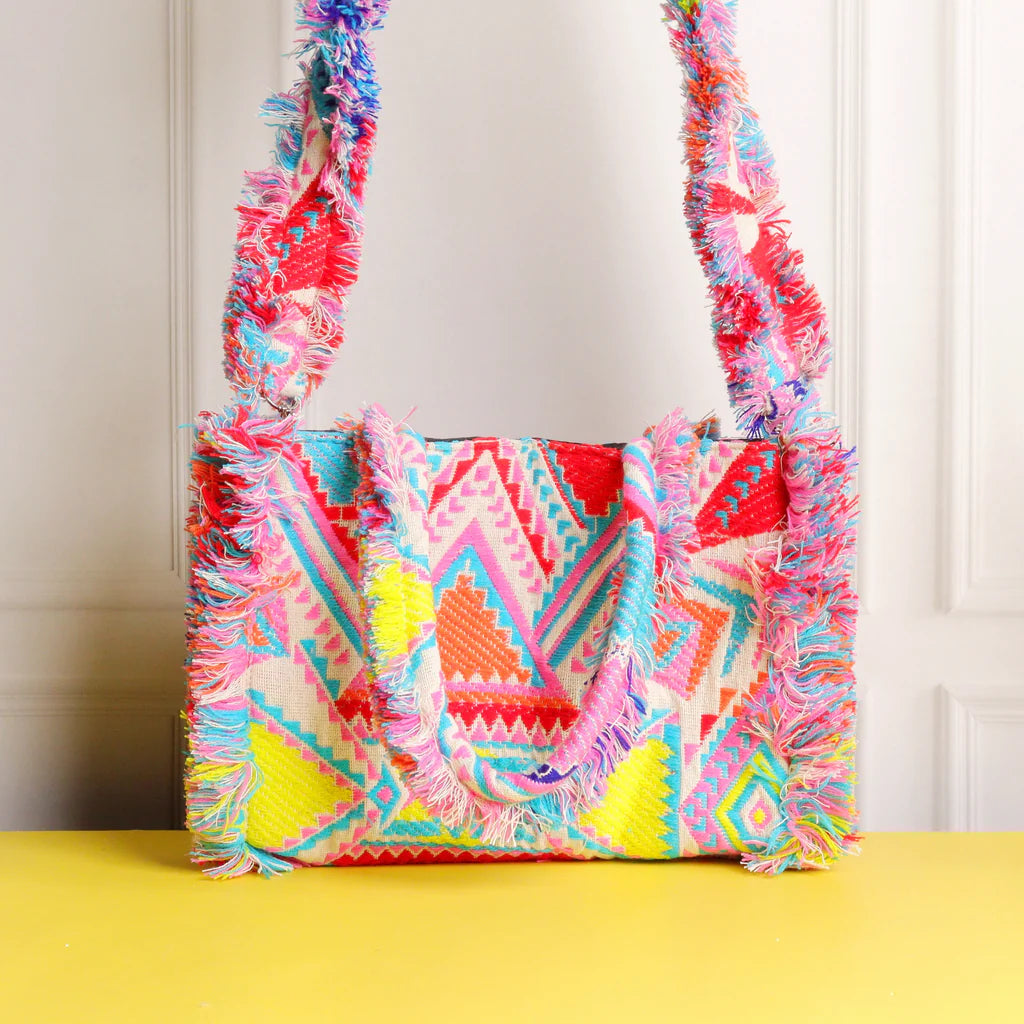 Rumpled Pink Jacquard Tote
