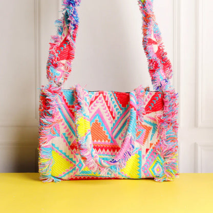 Rumpled Pink Jacquard Tote