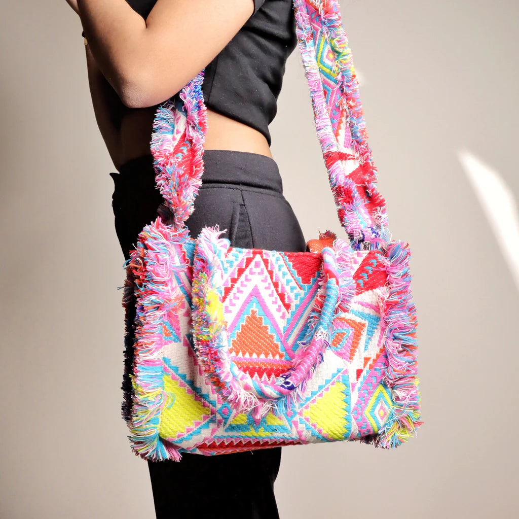 Rumpled Pink Jacquard Tote