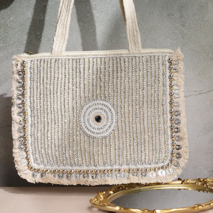Bonita White Jute Coin