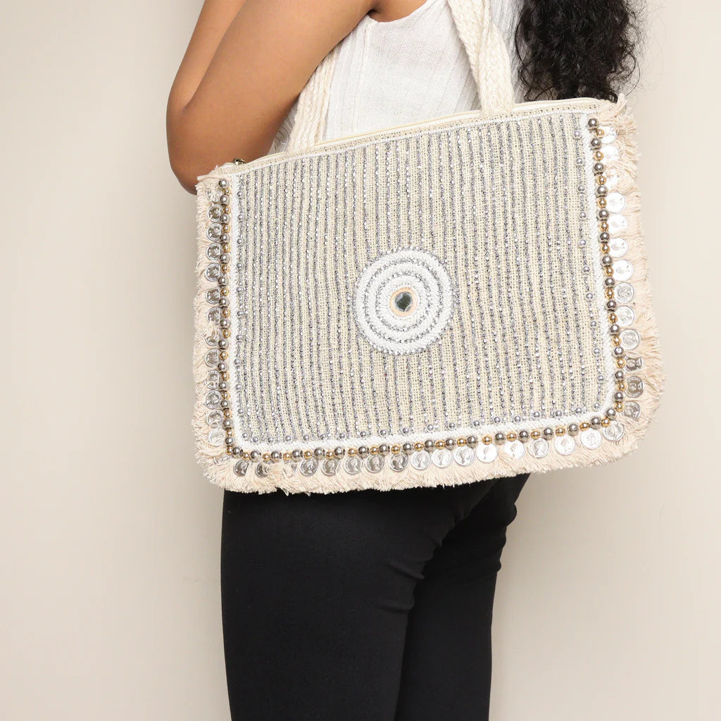 Bonita White Jute Coin