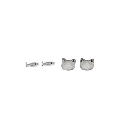 Cat & Fish Earrings Set