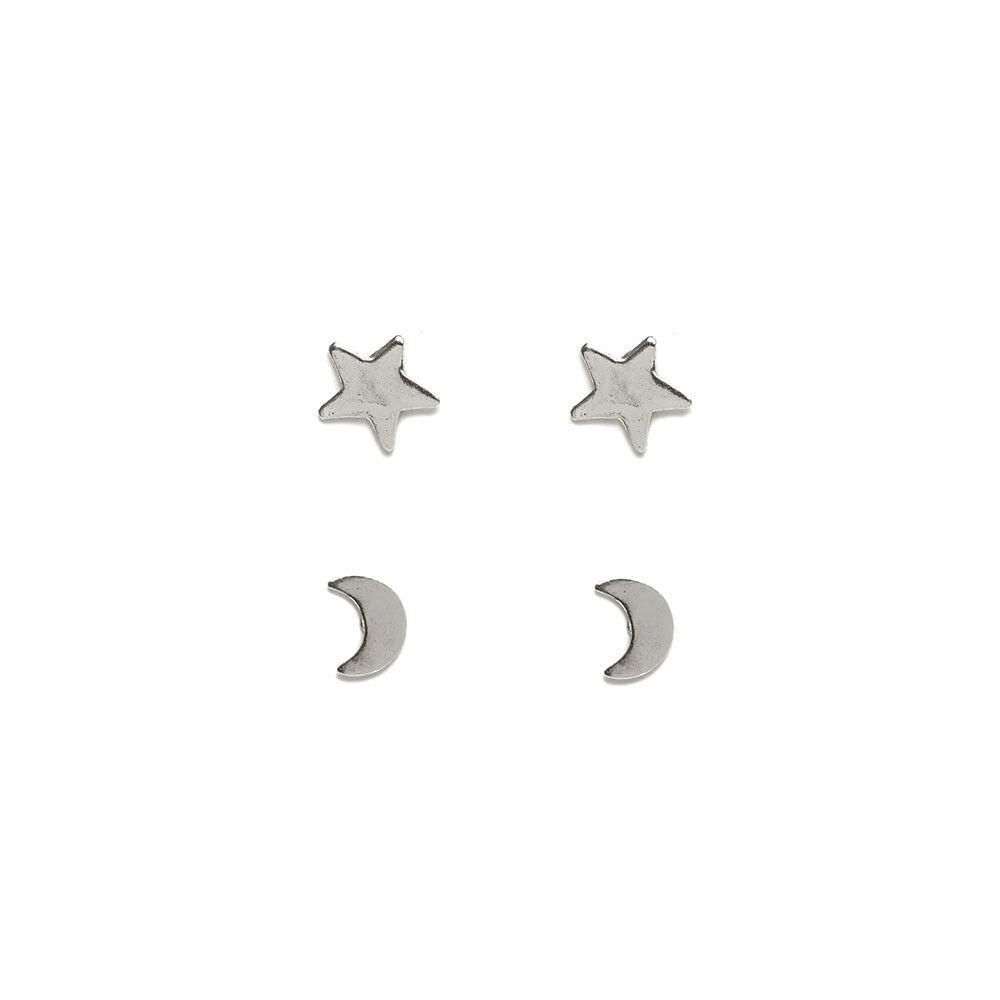 Moon and Star Earrings Set