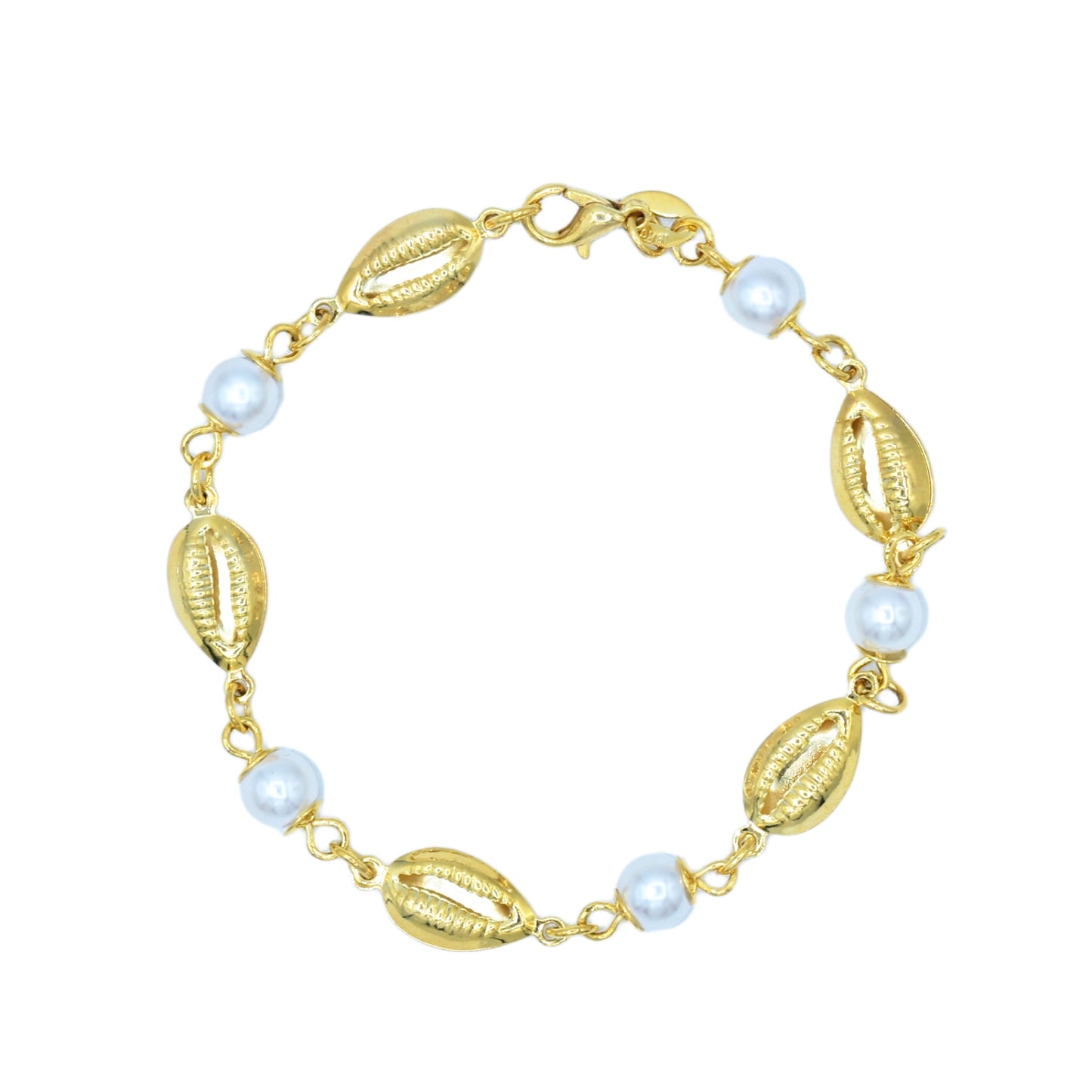 Pearls and Gold Shells Bracelet