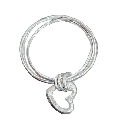 Silhouette Heart Triple Bangle Bracelet