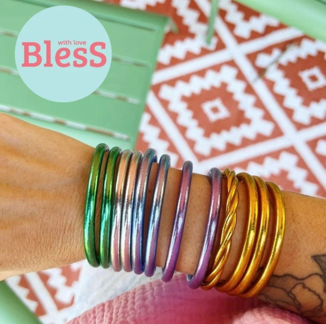 "Bless" Twist Bangle Bracelet