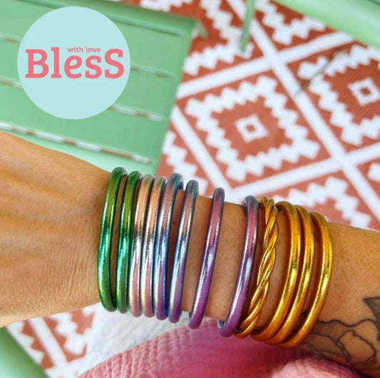 "Bless" Twist Bangle Bracelet