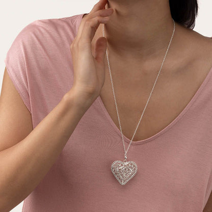 Embroidered Heart Pendant Necklace