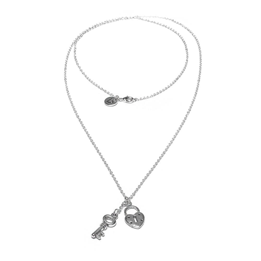 Key & Padlock Heart Long Necklace