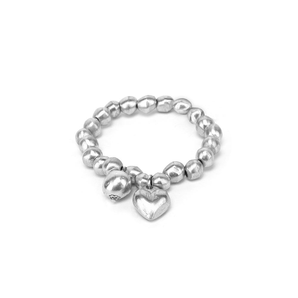 Elastic Bracelet Heart & Sphere Charms