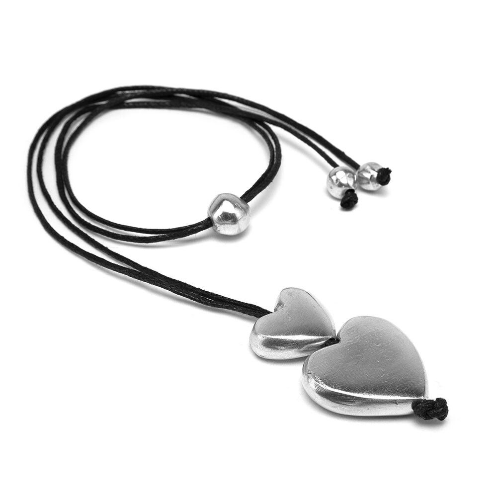 2 Domed Hearts Necklace