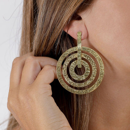 3 Concentric Hammered Circle Earrings
